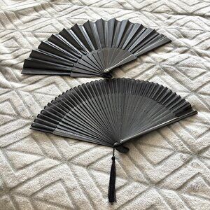 Set of 2 | Black Handheld Foldable Fans